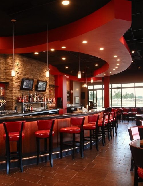 "Modern Utah bar and restaurant buildout with stylish interior"