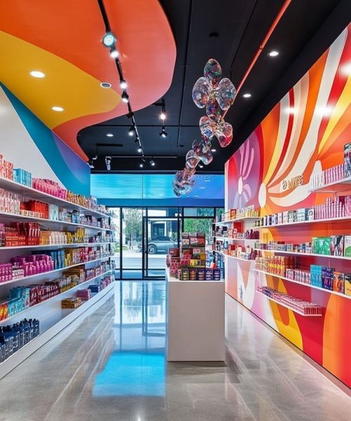Colorful fun retail store buildout with bright modern design